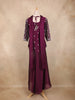 Wine Purple Floral Thread Embroidered Semi Silk Palazzo Suit with Dupatta