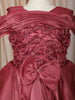 Wine Rose Layered Design Organza Party Frock With Bow Detailing