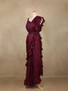 Wine Sequin Georgette Ready To Wear Saree with Designer Blouse - Diadem