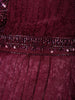Wine Sequin Georgette Ready To Wear Saree with Designer Blouse - Diadem