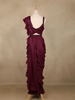 Wine Sequin Georgette Ready To Wear Saree with Designer Blouse - Diadem