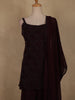 Wine Sequins Design Georgette Palazzo Suit with Dupatta