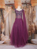 Wine Sequins and Beads Embroidered Design Net Gown