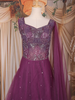 Wine Sequins and Beads Embroidered Design Net Gown