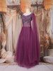 Wine Sequins and Beads Embroidered Design Net Gown
