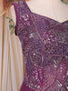 Wine Sequins and Beads Embroidered Design Net Gown