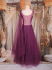 Wine Sequins and Beads Embroidered Design Net Gown