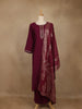 Wine Solid Design Salwar Suit With Banarasi Dupatta - Diadem