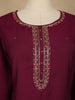Wine Solid Design Salwar Suit With Banarasi Dupatta - Diadem