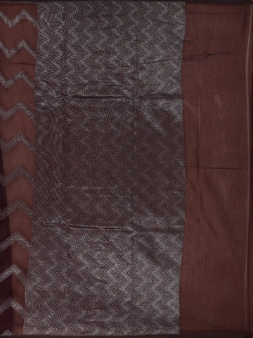 Wine Zigzag Woven Kota Cotton Saree - Diadem