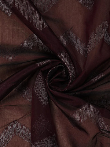 Wine Zigzag Woven Kota Cotton Saree - Diadem