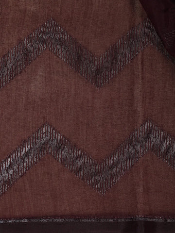 Wine Zigzag Woven Kota Cotton Saree - Diadem