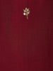 Wine Floral Embroidered Raw Silk Straight Cut Salwar Suit - Diadem
