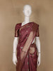 Wine Maroon Floral Butta Woven Pure Kanchipuram Silk Saree - Diadem