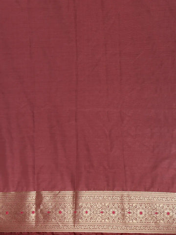 Wine Maroon Floral Butta Woven Pure Kanchipuram Silk Saree - Diadem