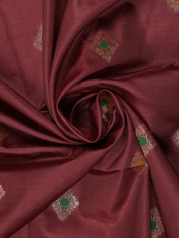Wine Maroon Floral Butta Woven Pure Kanchipuram Silk Saree - Diadem