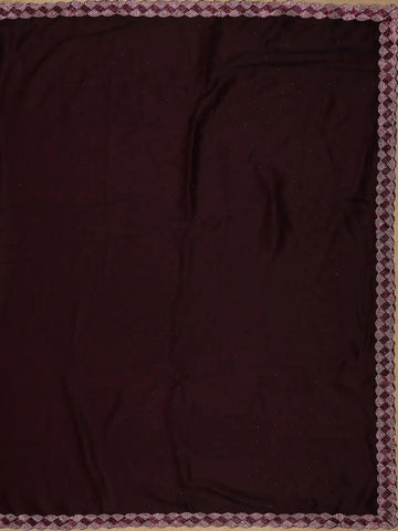 Wine Maroon Sequins Design Satin Saree - Diadem