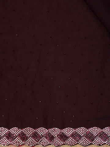 Wine Maroon Sequins Design Satin Saree - Diadem