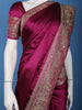 Wine Solid Design Satin Saree with Mirror Work & Heavy Zari Embroidered Border - Diadem