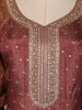 Woodrose Pink Dot Designed Tissue Silk Gown - Diadem