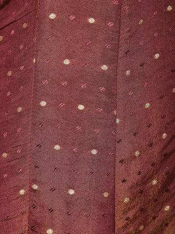 Woodrose Pink Dot Designed Tissue Silk Gown - Diadem