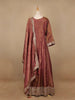 Woodrose Pink Dot Designed Tissue Silk Gown - Diadem