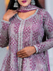 Woodrose Pink Floral Design Crepe Salwar Palazzo Suit - Diadem