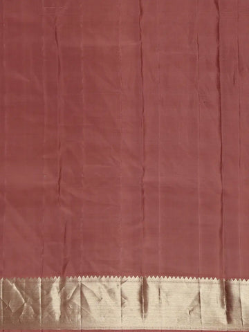 Woodrose Pink Floral Woven Pure Kanchipuram Silk Saree - Diadem