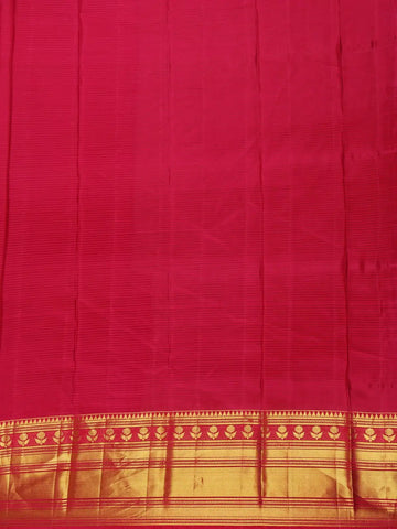 Yelllow Floral And Stripes Woven Pure Kanchipuram Silk Saree - Diadem