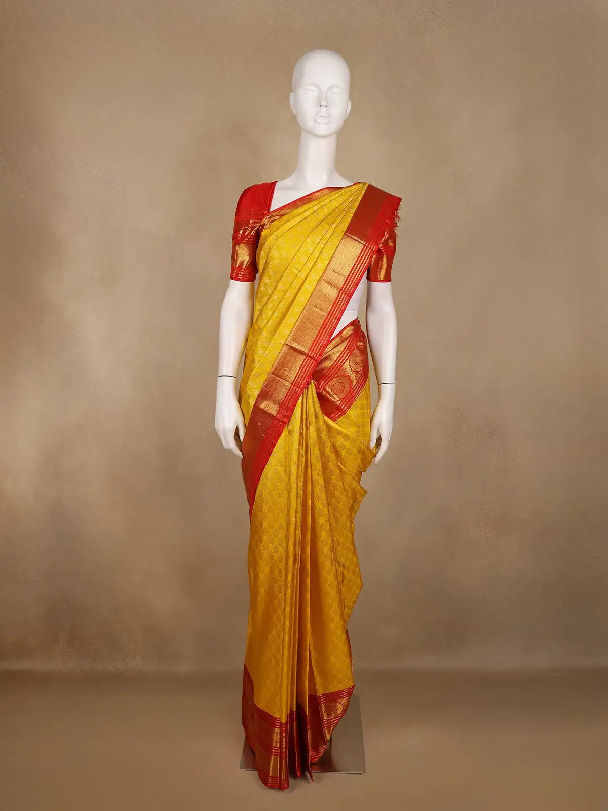 Yellow Brocade Woven Pure Kanchipuram Silk Saree - Diadem