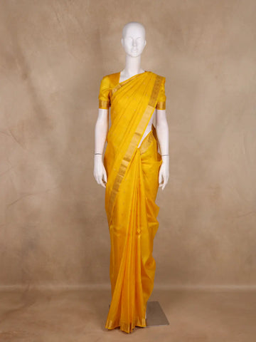 Yellow Butta Woven Design Pure Kanchipuram SilkSaree - Diadem