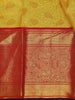 Yellow Floral Brocade Woven Pure Kanchipuram Silk Saree - Diadem