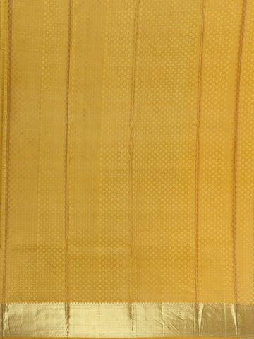 Yellow Floral Butta Woven Pure Kanchipuram Silk Saree With Zari Border - Diadem
