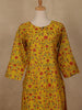 Yellow Floral Design Cotton Kurti - Diadem