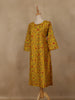Yellow Floral Design Cotton Kurti - Diadem