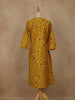 Yellow Floral Design Cotton Kurti - Diadem