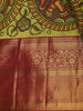 Yellow Floral Design Woven Pure Kanchipuram Silk Saree With Zari Border - Diadem