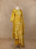 Yellow Floral Designed Tissue Organza Salwar Suit - Diadem