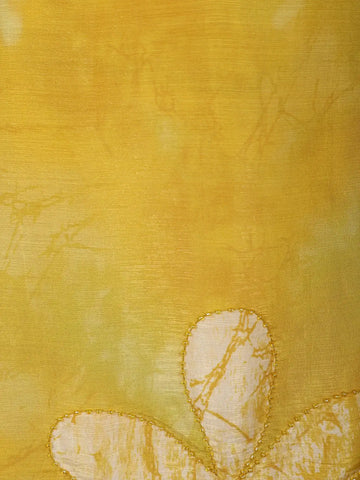 Yellow Floral Designed Tissue Organza Salwar Suit - Diadem