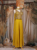Yellow Floral and Geometric Embroidered Georgette Palazzo Suit