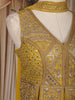 Yellow Floral and Geometric Embroidered Georgette Palazzo Suit