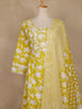 Yellow Floral Printed Cotton Salwar Suit With Dupatta - Diadem