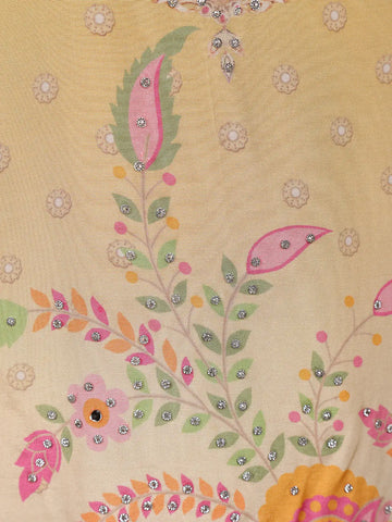 Yellow Floral Printed Cotton Salwar Suit With Dupatta - Diadem