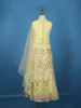 Yellow Floral Sequins Embroidered Net Kids Lehenga With Dupatta - Diadem