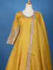 Yellow Floral Woven Silk Anarkali Gown - Diadem