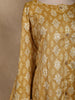 Yellow Ikat Design Cotton Kurti with Button Detailing