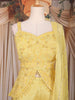 Yellow Sequin and Bead Embroidered Organza Peplum Palazzo Suit with Dupatta