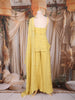 Yellow Sequin and Bead Embroidered Organza Peplum Palazzo Suit with Dupatta
