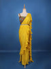 Yellow Solid Designed Ruffle Drape Georgette Ready To Wear Saree - Diadem
