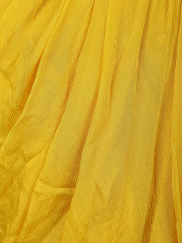 Yellow Solid Designed Ruffle Drape Georgette Ready To Wear Saree - Diadem